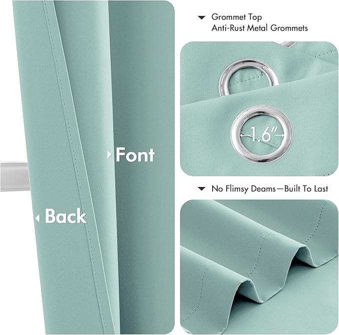 MIULEE Blackout Curtains for Bedroom 2 Panels 40 x 63 Inch Long Aqua | Thermal - Image 4
