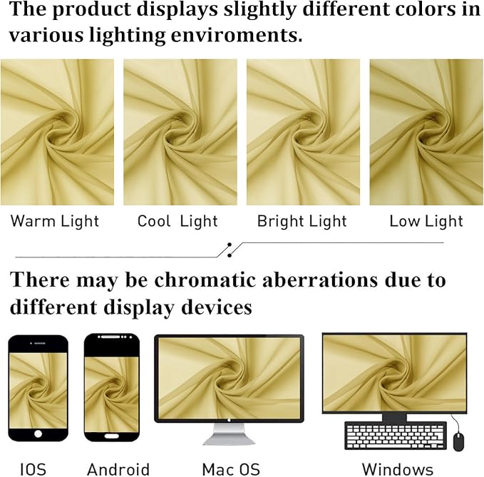 Yellow Sheer Curtains 63 Inch Length 2 Panels, Light Filtering Voile Curtain - Image 6