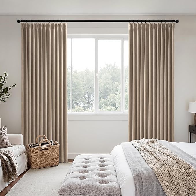 MIULEE Copper Brown Pinch Pleated 100% Blackout Linen Curtains 40x84 Inches | - Image 2