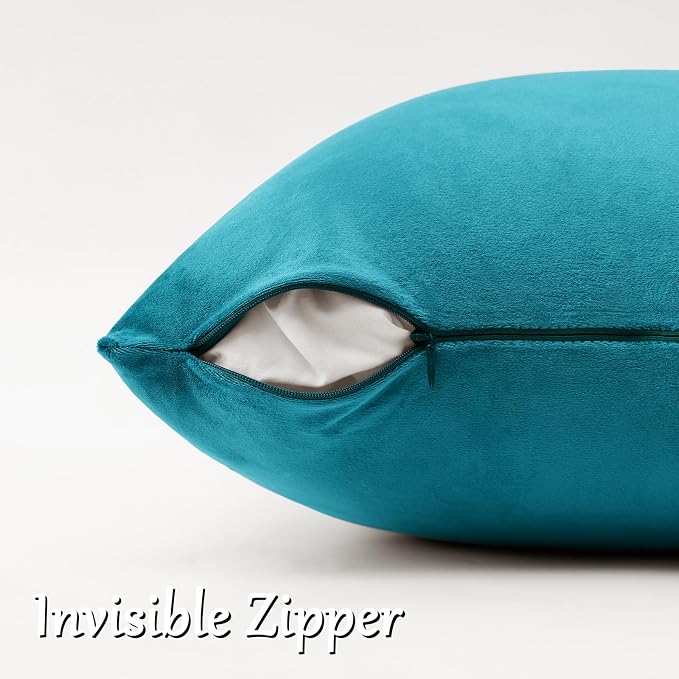 GIGIZAZA Teal Velvet Pillow Covers 26x26 Decorative Pillows Pack of 2 | Blue - Image 4