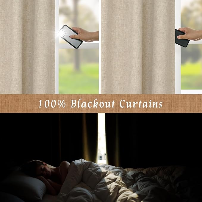 100% Blackout Short Linen Curtains - Image 3