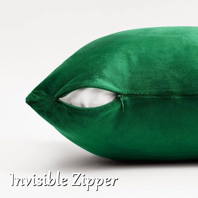 GIGIZAZA Green Velvet Pillow Covers 16x16 Decorative Pillows Pack of 2 | Throw - Image 4