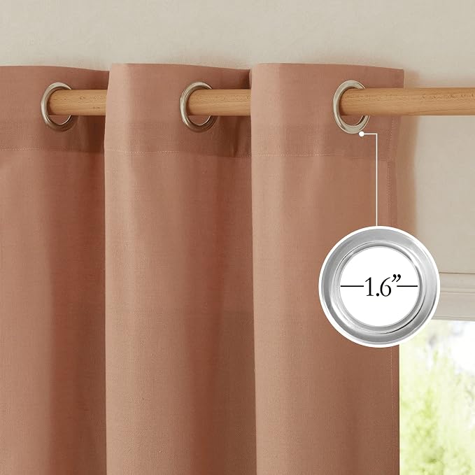 NICETOWN Thick Linen Terracotta Curtains 54 inch Length, Grommet Linen Burlap - Image 2