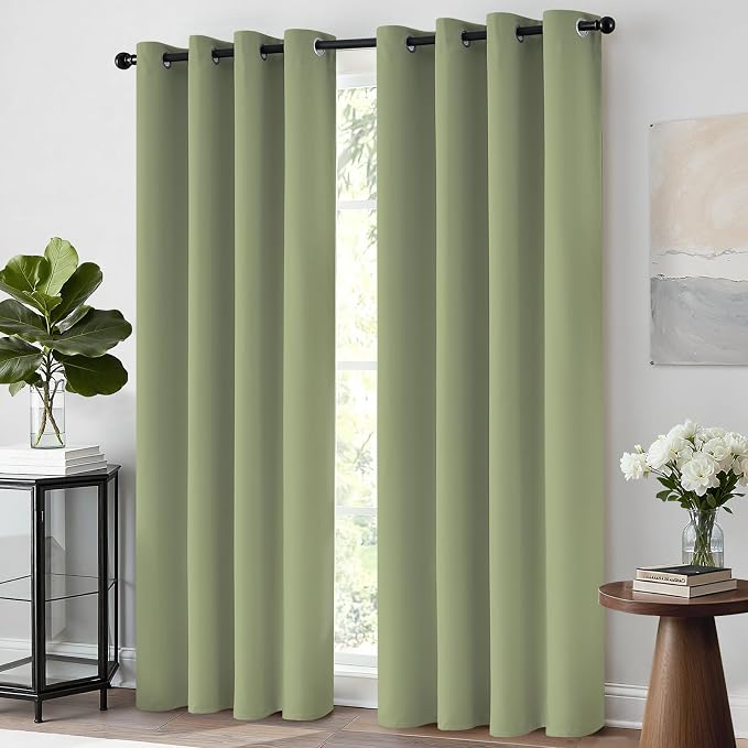 Yakamok Room Darkening Curtains 52x84 inch Length Sage Green-Living Room | 2 - Image 2