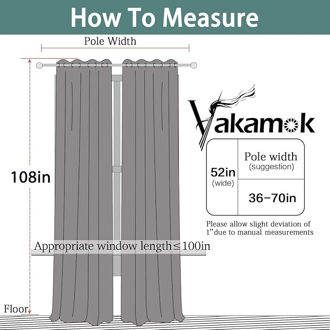 Yakamok Room Darkening Curtains 52x108 inch Long Charcoal Grey-Living Room | 2 - Image 7