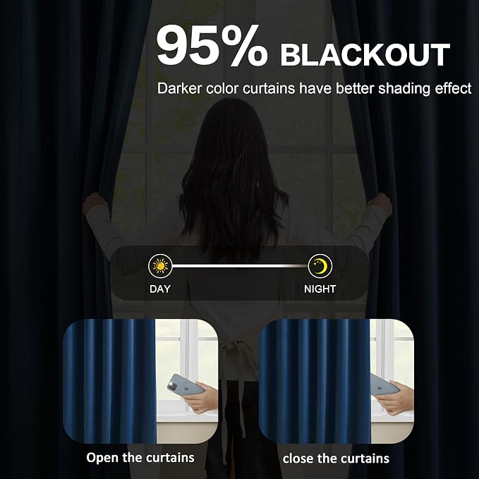 Pinch Pleated Curtains 138 Inches Long 2 Panels Set, Thermal Insulated Blackout - Image 3