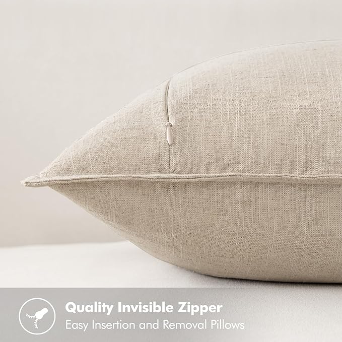 MIULEE Decorative Euro Sham Pillow Covers 26x26 Natural Beige | Boho Farmhouse​ - Image 3