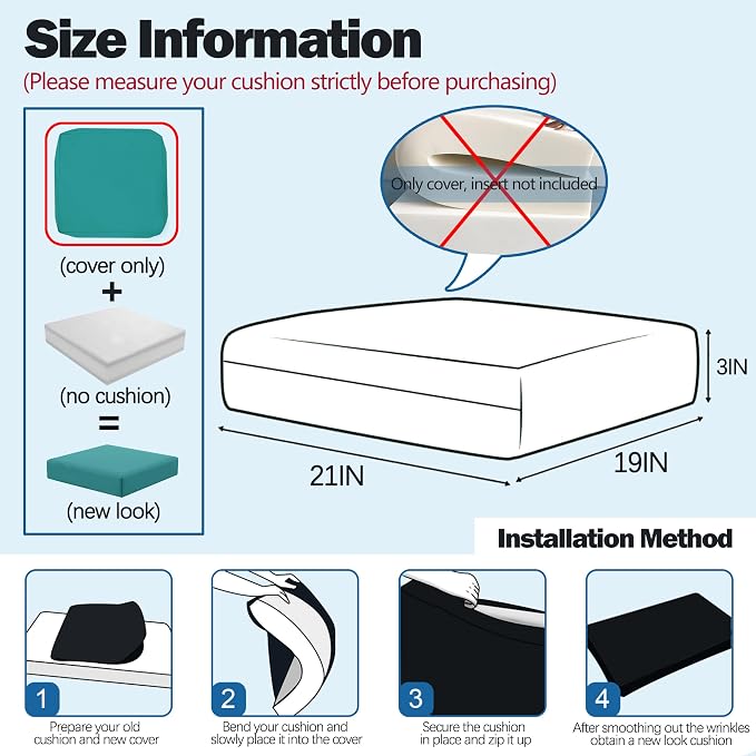 Sqodok Patio Cushion Cover 21x19 inch, Outdoor Seat Cushion Slip Cover - Image 2
