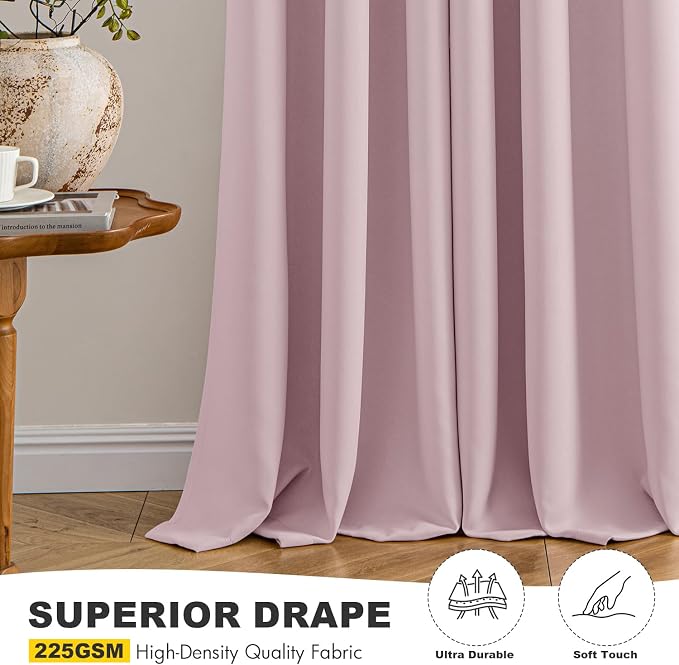 MIULEE Blackout Curtains for Bedroom 2 Panels 40 x 63 Inch Long Blush Pink | - Image 5