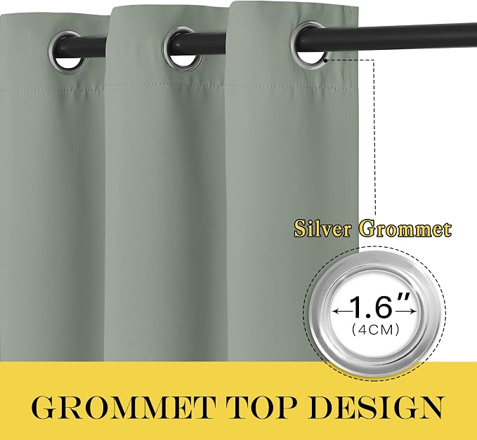 NICETOWN Sage Green Blackout Family Home Curtain - Image 2