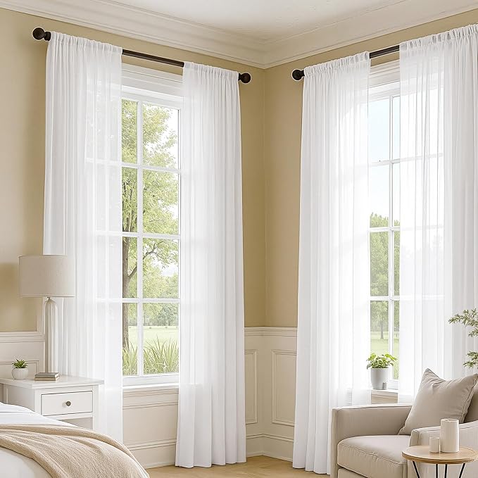MIULEE White Sheer Curtains 80 Inches Long 4 Panels 42 x 80 Inches | Light - Image 2