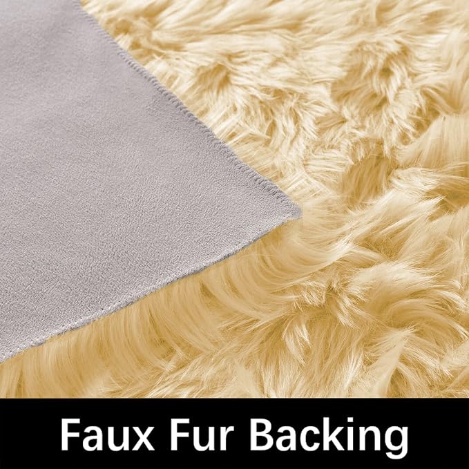 Latepis Yellow Fluffy Circle Rugs - Image 3