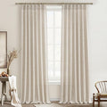Extra Long 132 Inch Pinch Pleated Natural Linen Curtains by PleatedDrapes
