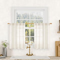 Semi Sheer Cream Linen Curtains 36 Inch Length 2 Panels 34x36 Inch | Light by LAMIT