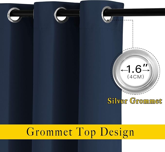 NICETOWN Blackout Navy Blue Curtains - Image 2