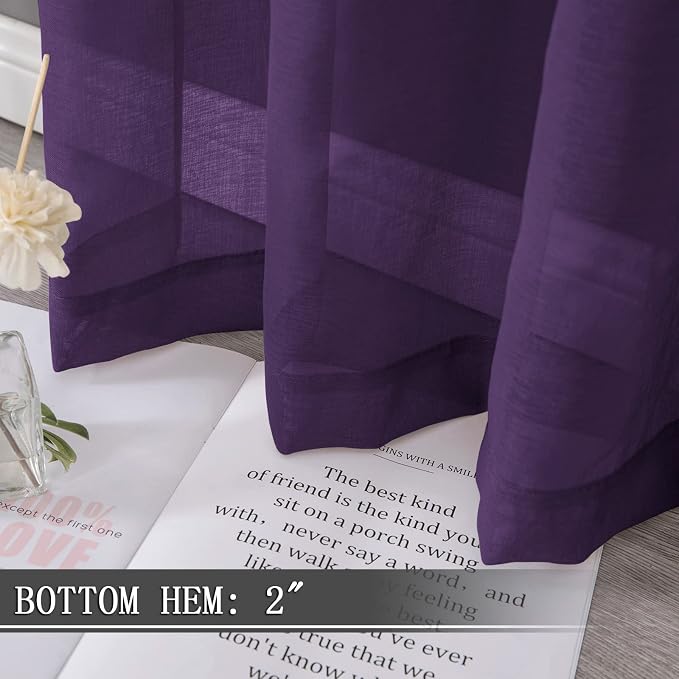 Tollpiz Short Sheer Curtain Linen Textured Living Room Curtains Sheer Light - Image 4