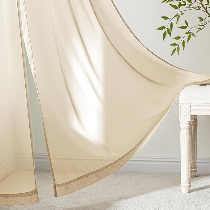 MIULEE Cream Sheer Curtains 72 Inches Long 4 Panels 42 x 72 Inches | Light - Image 6
