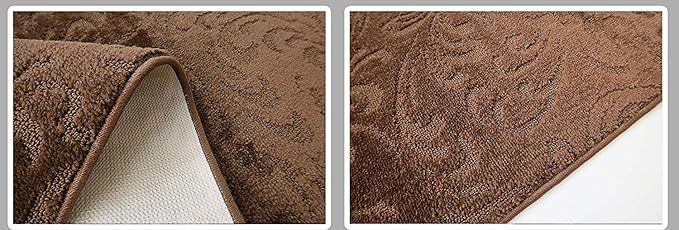Custom Length Hallway Runner Rug, Slip Resistant, Floral Brown, 26 Inch X 29 - Image 5