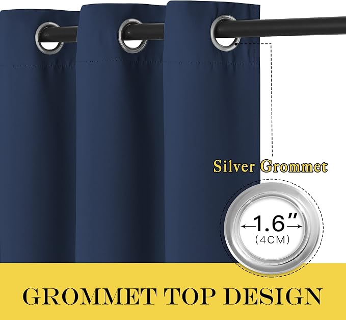 NICETOWN Navy Blue Blackout Window Curtain - Image 3