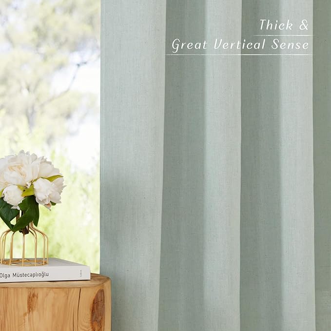 NICETOWN Thick Linen Blend Curtains Flax Textured - Image 7