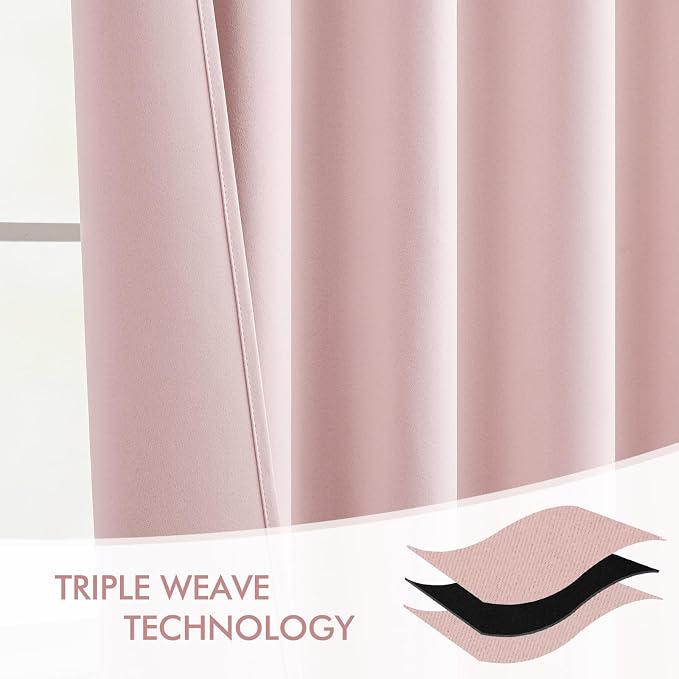 MIULEE Light Pink Back Tab Blackout Curtains 66x84 Inch Length 2 Panels Set | - Image 7