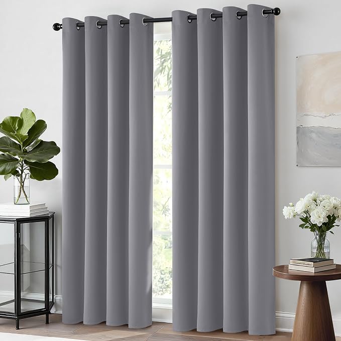 Yakamok Grey Room Darkening Curtains 52x84 inch Gray Grommet-Living Room | 2 - Image 3