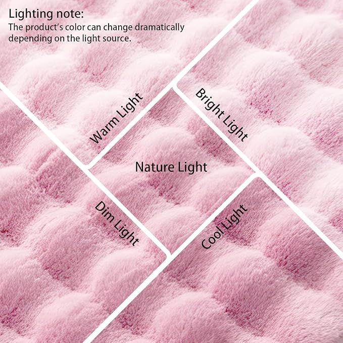 Pink Rabbit Plush Rug 5'x7', Fluffy Shaggy Area Rug - Image 5