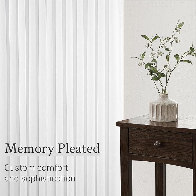 Topfinel Beige White White Linen Curtains 95 Inches Long - Image 4