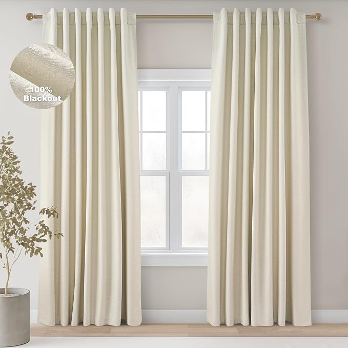 Topfinel 100 Inch Long Ivory White Black Out Custom Drapery Panels, Ceiling by Topfinel