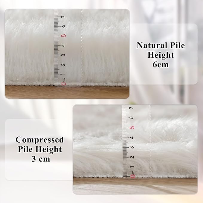 ORINOVA White Round Rugs 6.6ft Large Faux Sheepskin Washable Fur Area Rugs - Image 4