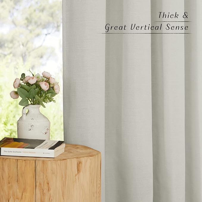 NICETOWN Thick Linen Short Grey Curtains Privacy Assured - Image 3