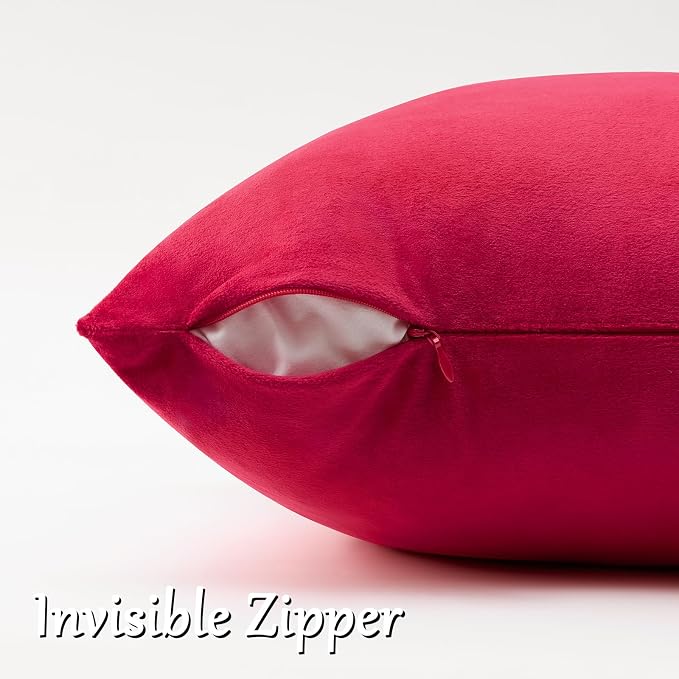 GIGIZAZA Red Velvet Pillow Covers 18x18 Decorative Pillows Pack of 2 | Throw - Image 4