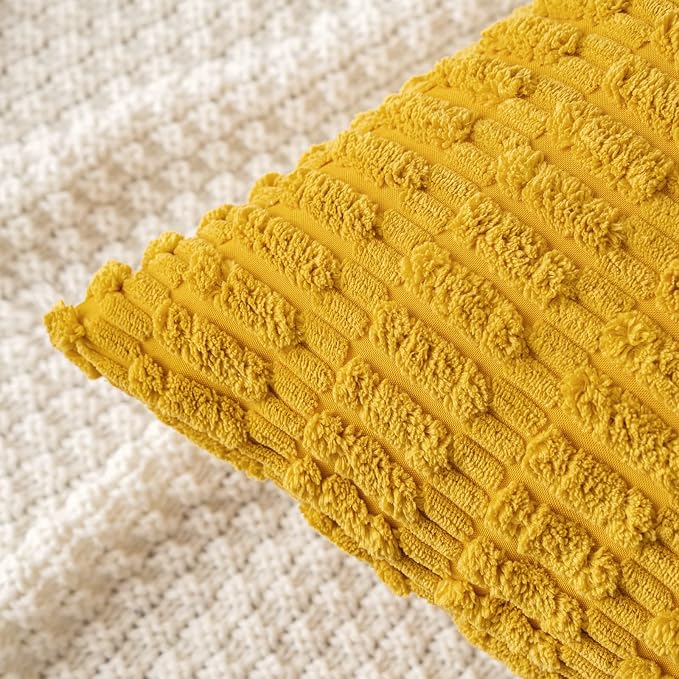 MIULEE Decorative Throw Pillow Covers 18x18 Mustard Yellow Pack of 2 | Soft - Image 2