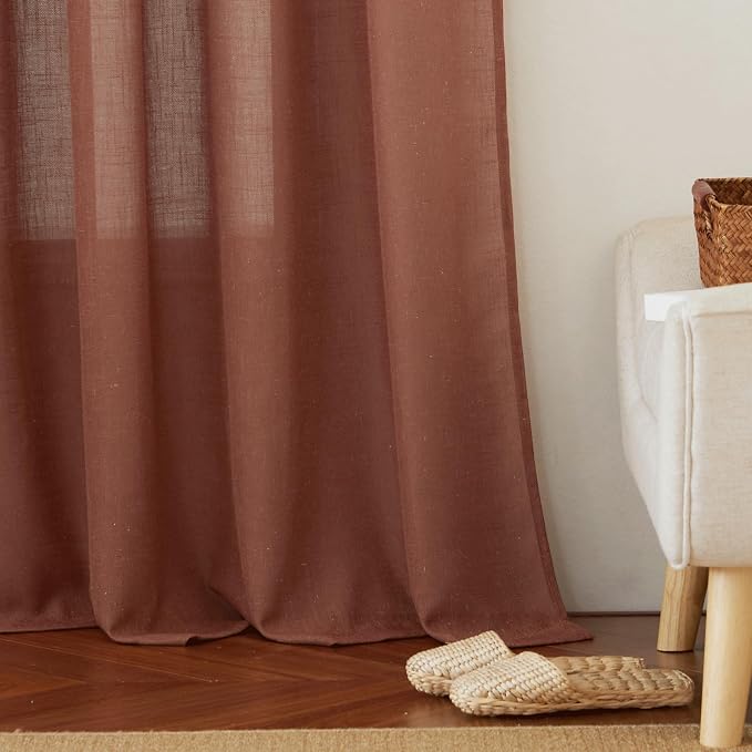 RYB HOME Light Filtering Linen Sheer Curtains 72 inch Long - Image 6