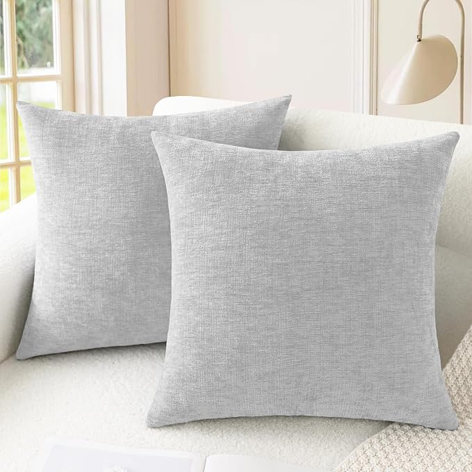 CaliTime Decorative Throw Pillow Covers 18 X 18 Inches Moonbeam Gray | Pack of 2 by CaliTime
