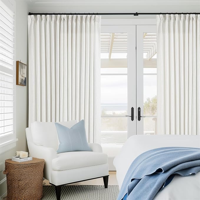 Beige White Pinch Pleated Extra Wide 102 Inch Long Curtains 100 Inch Wide | - Image 7