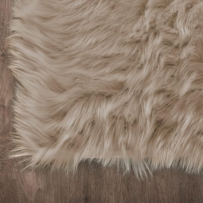 Latepis Small Area 2x4 Rug Brown Beige Fur Rug 60% Acrylic 40% polyester Shaggy - Image 5