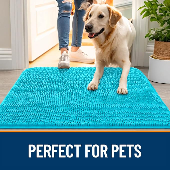 OLANLY Dog Door Mat for Muddy Paws 40x32, Super Absorbent Chenille Mud Mat | - Image 6