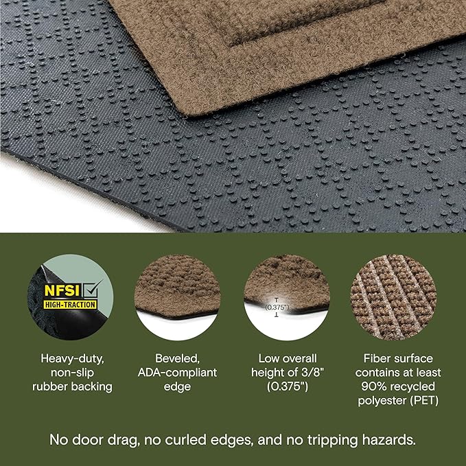 WaterHog Squares Front Door Mat Indoor Outdoor Entrance, All-Weather Mats | - Image 3