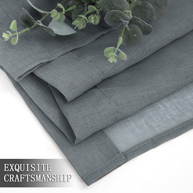 Tollpiz Sheer Curtains Linen Textured Bedroom Curtain Sheers Light Filtering - Image 7