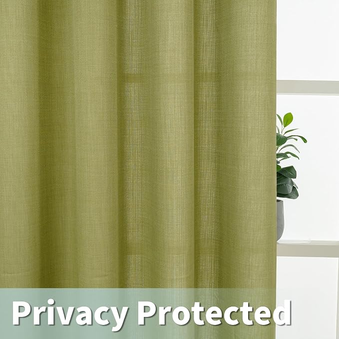 Moss Green Semi Sheer Linen Curtains - Image 4