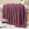 BEDELITE 3D Ribbed Jacquard Plum Fleece Throw Blanket by BEDELITE