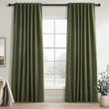 Topfinel Olive Green Linen Blackout Curtains 84 Inch Long by Topfinel