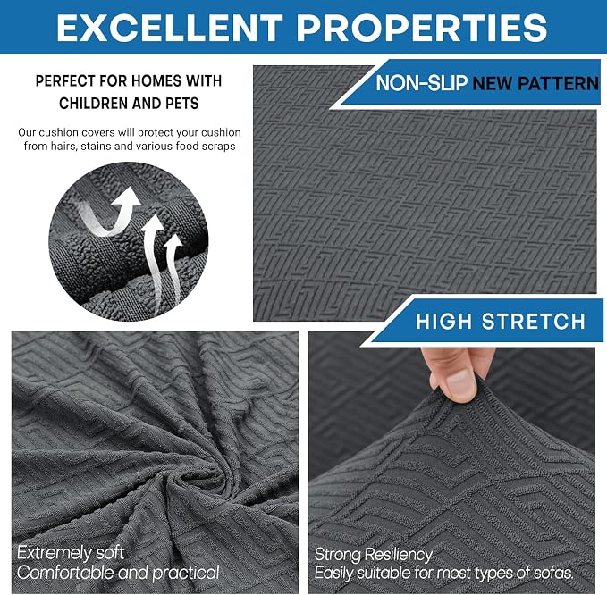 XINEAGE Large Couch Cushion Covers Seat Cushion Cover Thick Stretch Sofa - Image 5