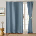 Extra Wide Dusty Blue Pinch Pleated Curtains 100 x 84, Thermal Insulated Noise by KEQIAOSUOCAI