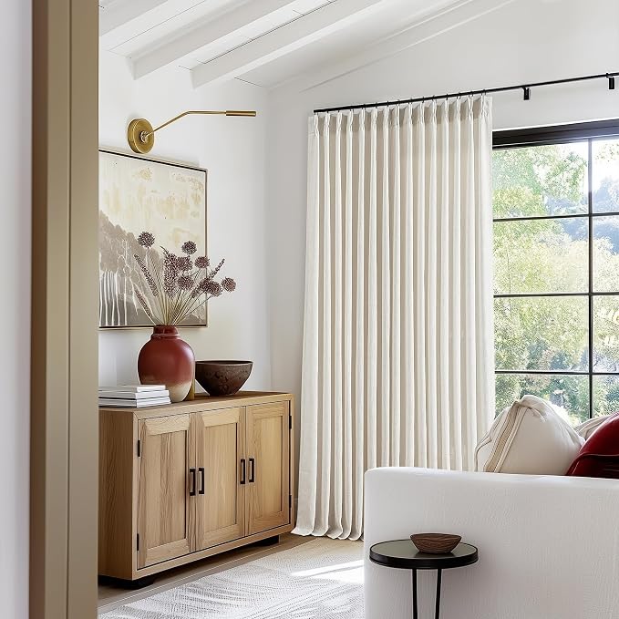 Natural Pinch Pleated Linen 84 Inch Curtains 100 Inch Width | Extra Wide - Image 7