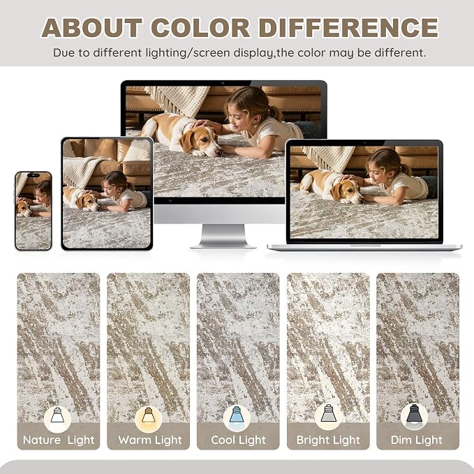 DMOYEST 7x9 Washable Area Rug: Abstract Modern Non-Slip Carpet, Soft Low Pile - Image 8