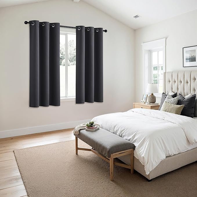 MIULEE Blackout Curtains for Bedroom 2 Panels 40 x 68 Inch Long Dark Grey | - Image 6