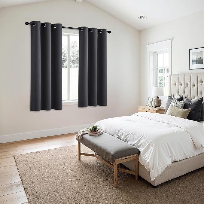 MIULEE Blackout Curtains for Bedroom 2 Panels 34 x 54 Inch Long Dark Grey | - Image 6