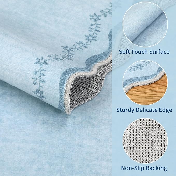 GarveeHome 2.5x8 Scalloped Washable Runner Rug Non Slip Hallway Kitchen Rug | - Image 4